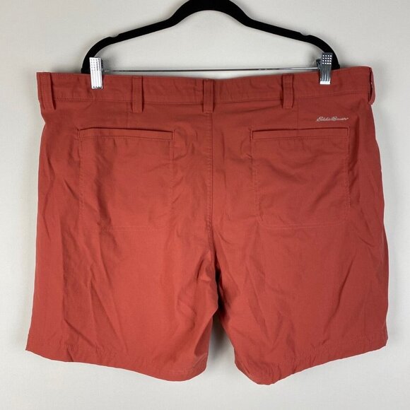 Eddie Bauer Cargo Zip Pocket Shorts Mens 42 Orange Nylon 8" Inseam - Picture 4 of 9